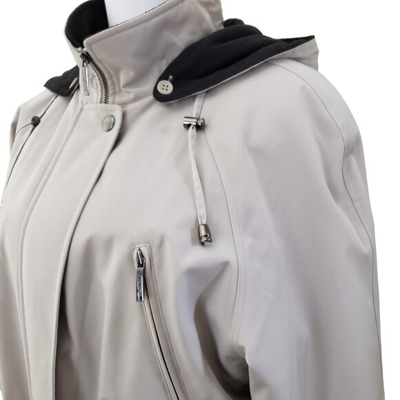 Liz Claiborne M Mid Length Water Resist Rain Anorak Coat Tan Excellent Condition - Picture 3 of 16